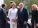 Charlene of Monaco exercises her right to wear white to meet the pope as she and Prince Albert join Emmanuel and Brigitte Macron at a peace and unity event