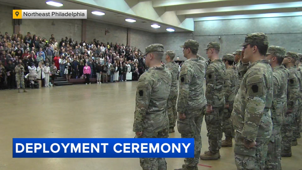 Ceremony held in Northeast Philly for 150 National Guard soldiers ahead of deployment to Africa