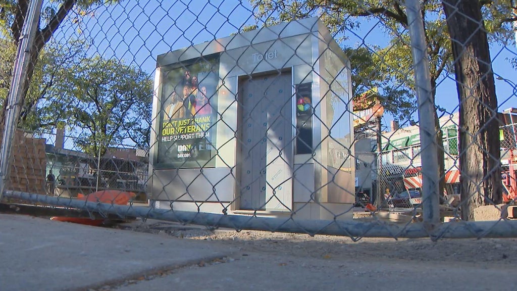 Automated self-sanitizing public restroom under construction in West Town