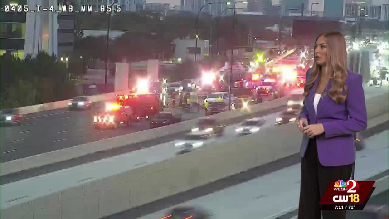 Major crash shuts down part of I-4 eastbound in downtown Orlando