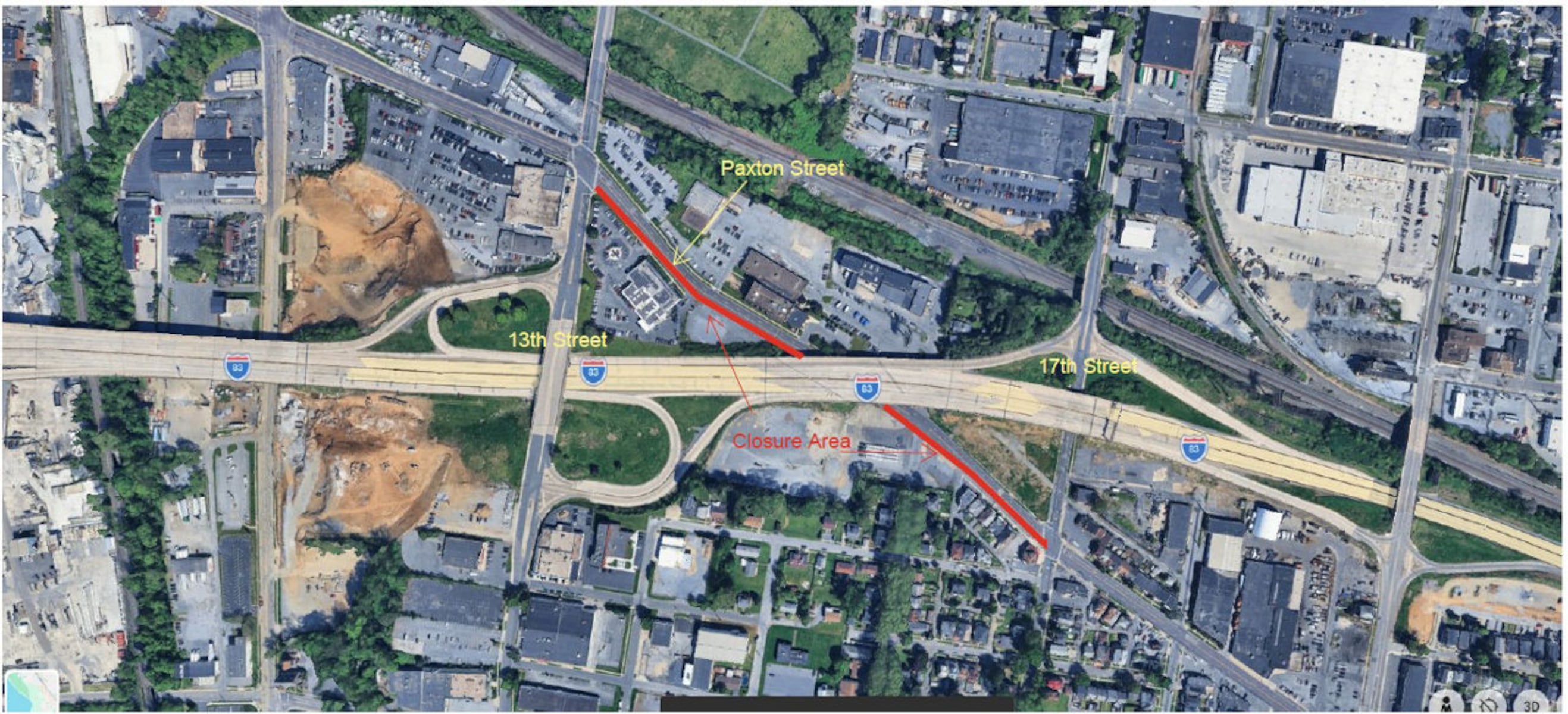 Utility work to close westbound Paxton Street lanes under Interstate 83