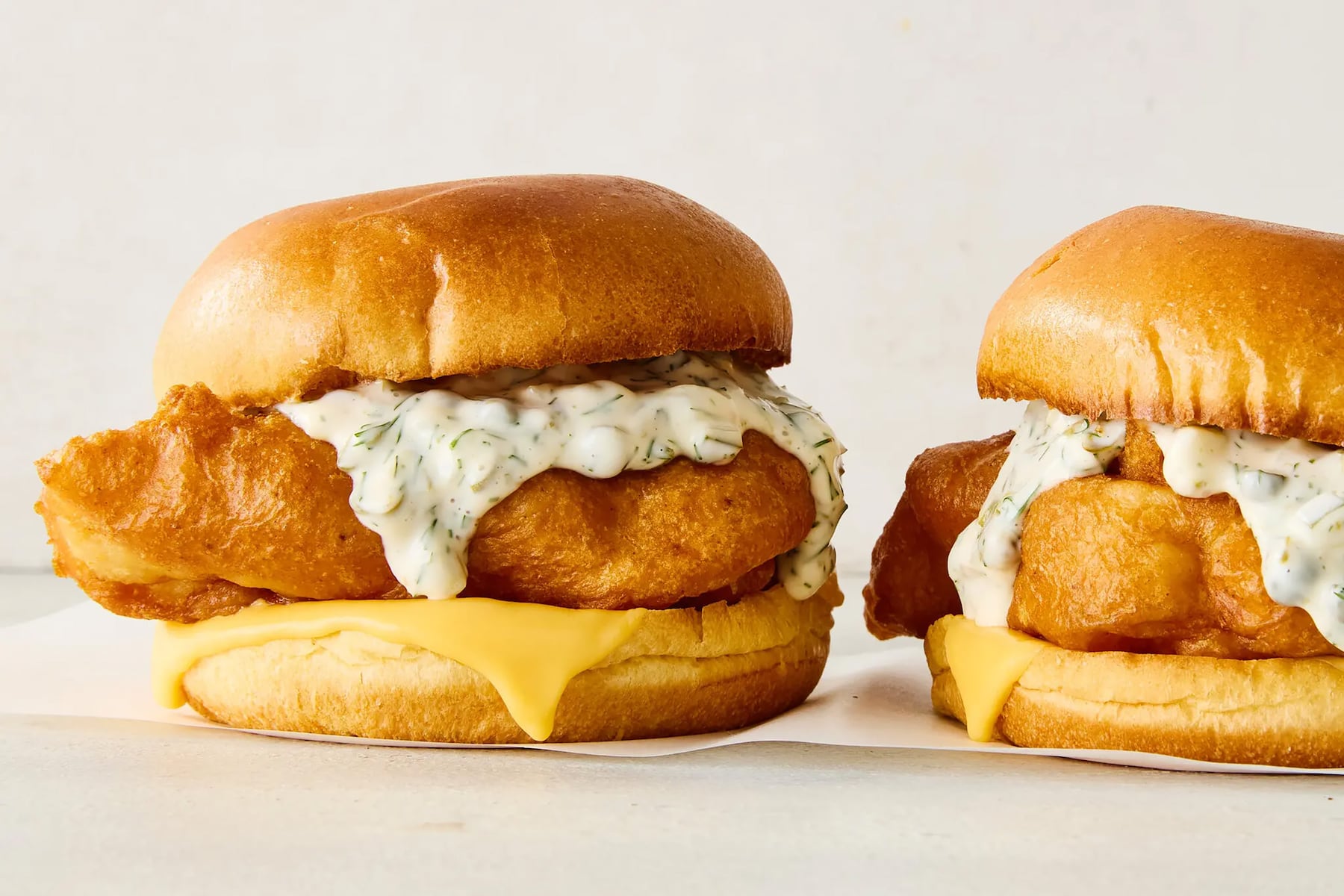 Golden crispy fish sandwiches
