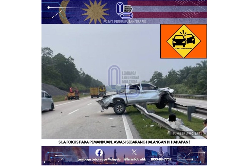 Five ECRL workers injured after Hilux hits road barrier on East Coast Expressway