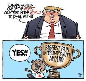 Theo Moudakis cartoon depicts how Canada is a winner in the eye's of Donald Trump