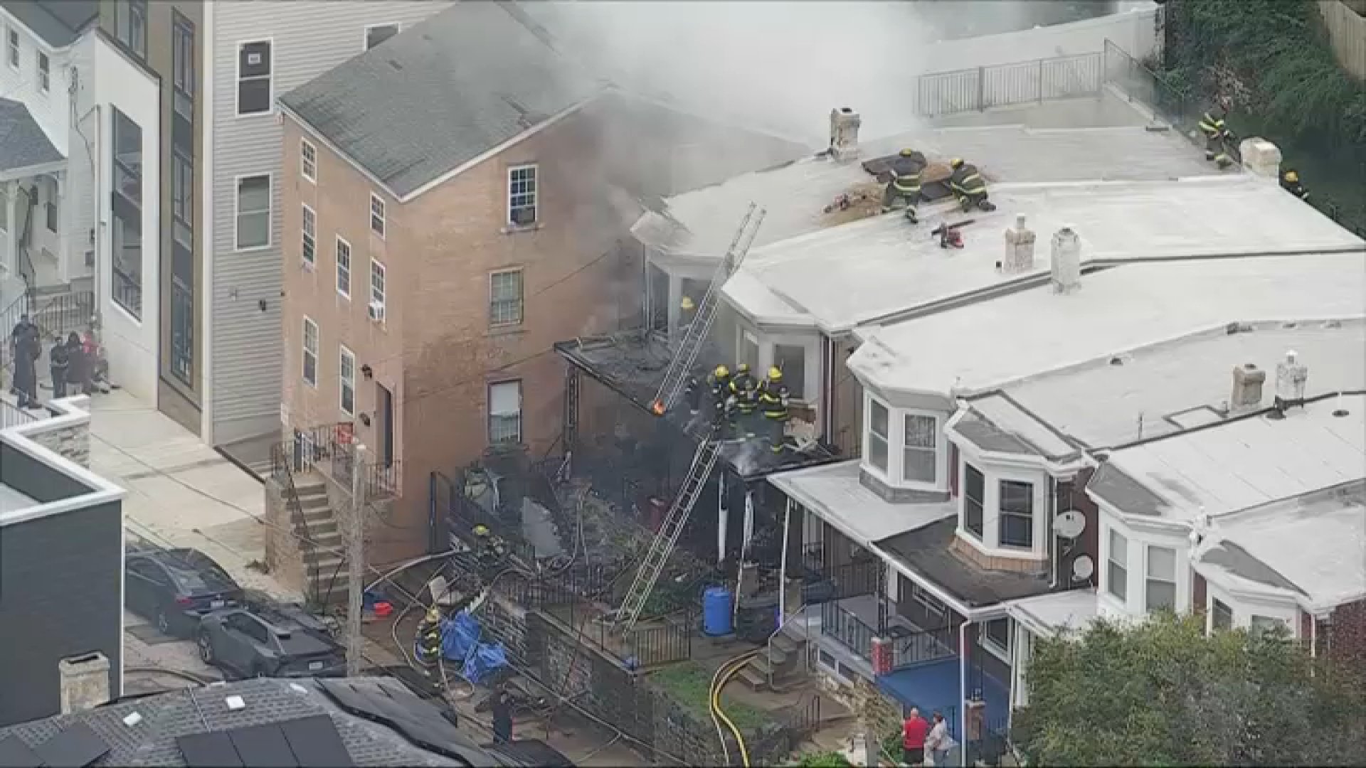 Fire crews respond as flames tear through Manayunk rowhome
