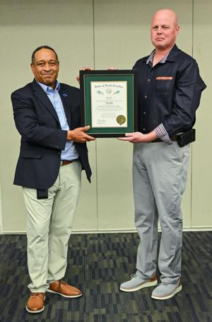 Kannapolis Chief of Police Terry Spry receives Order of the Long Leaf Pine