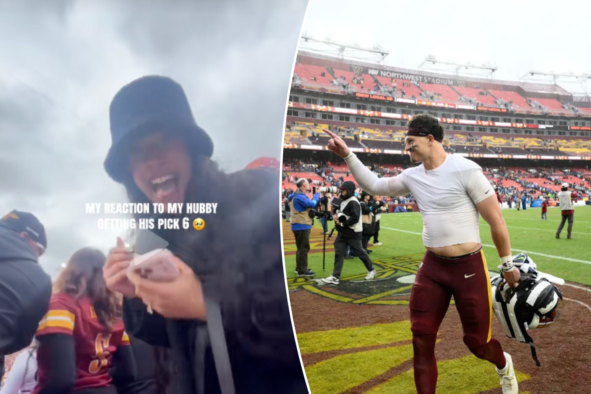Former UCLA linebacker’s wife has wholesome reaction to his first NFL pick six
