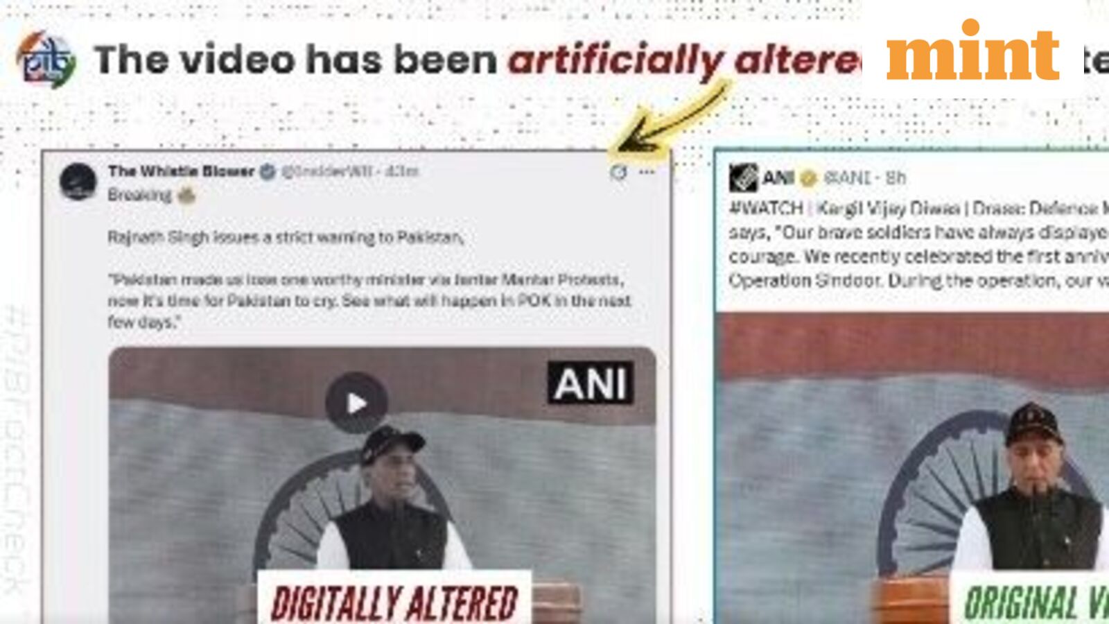 PIB fact checks AI deepfake video of Rajnath Singh, accuses ‘Pakistani propaganda accounts’ of misleading AI content