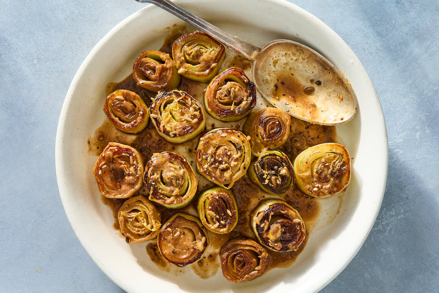 Miso-braised leeks
