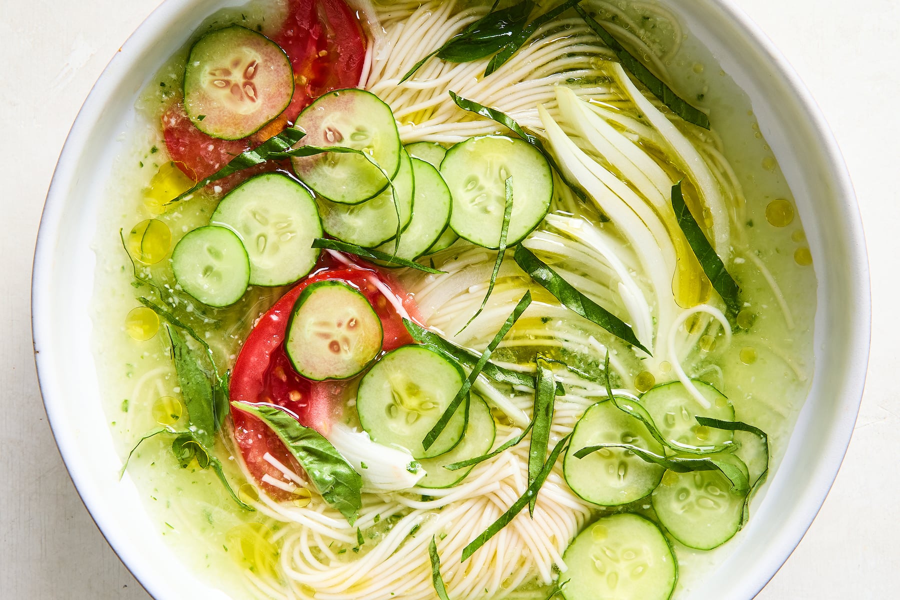 Chilled cucumber noodles