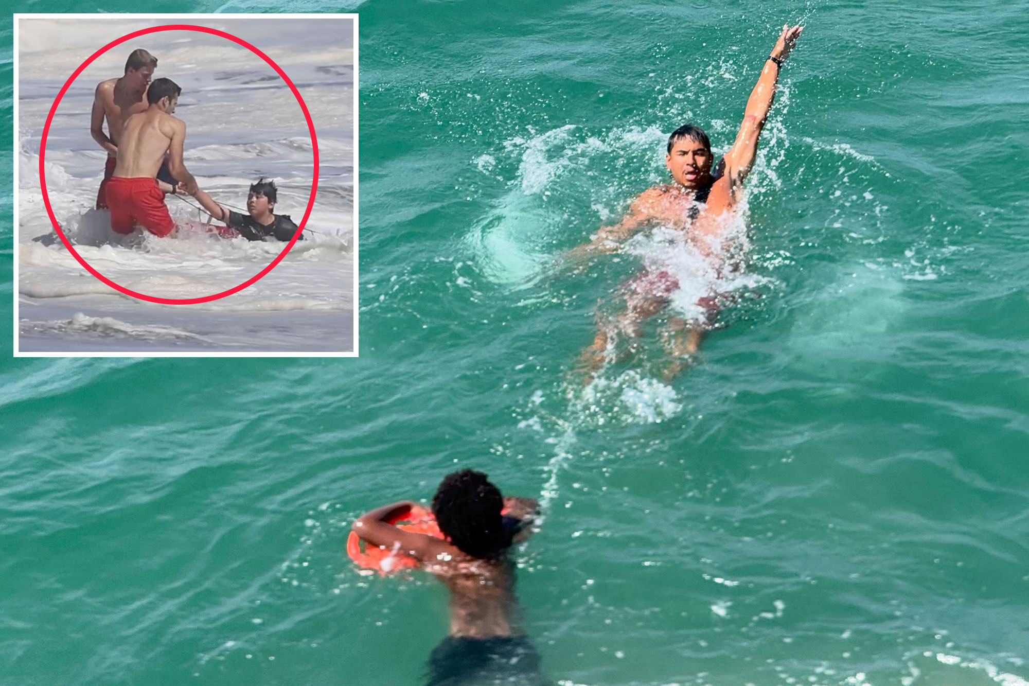 Swimmers are suddenly dragged out to sea by powerful waves off Venice Pier in California