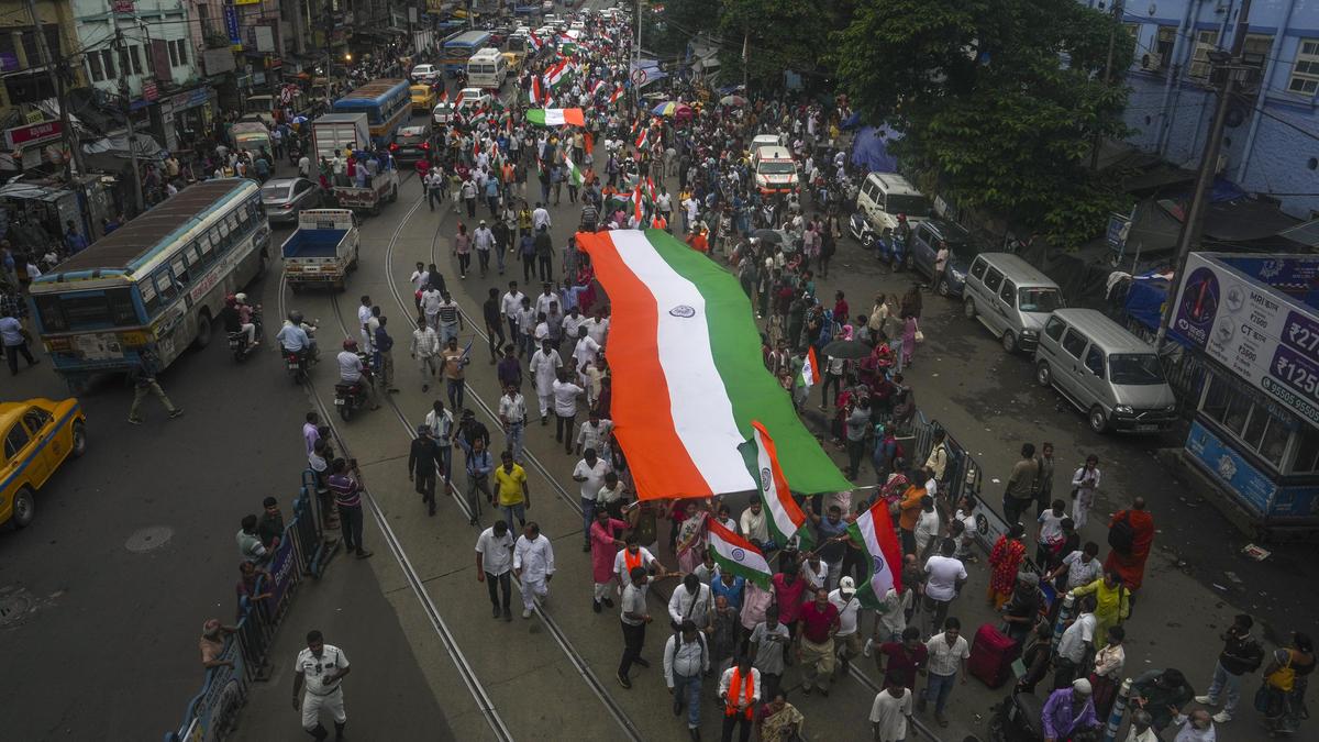 BJP takes out Tiranga Yatra in Bengal against violence at NEET paper leak protests