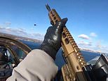 Moment Ukrainian soldier shoots down Putin's Shahed attack drones with a rifle from the open cockpit of a propeller plane