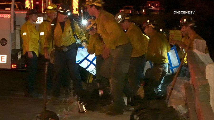 Falling rock strikes 2 firefighters battling San Bernardino wildfire