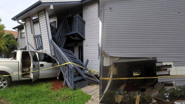 2 children hospitalized after truck hits apartment buildings in Palm River