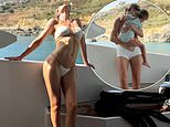 Rosie Huntington-Whiteley flaunts her incredible figure in skimpy bikinis as she relaxes on family holiday to Malta and gives rare glimpse of her daughter