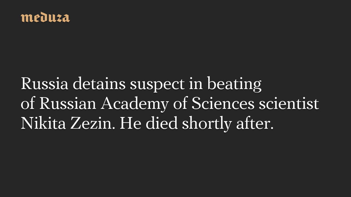 Russia detains suspect in beating of Russian Academy of Sciences scientist Nikita Zezin. He died shortly after.