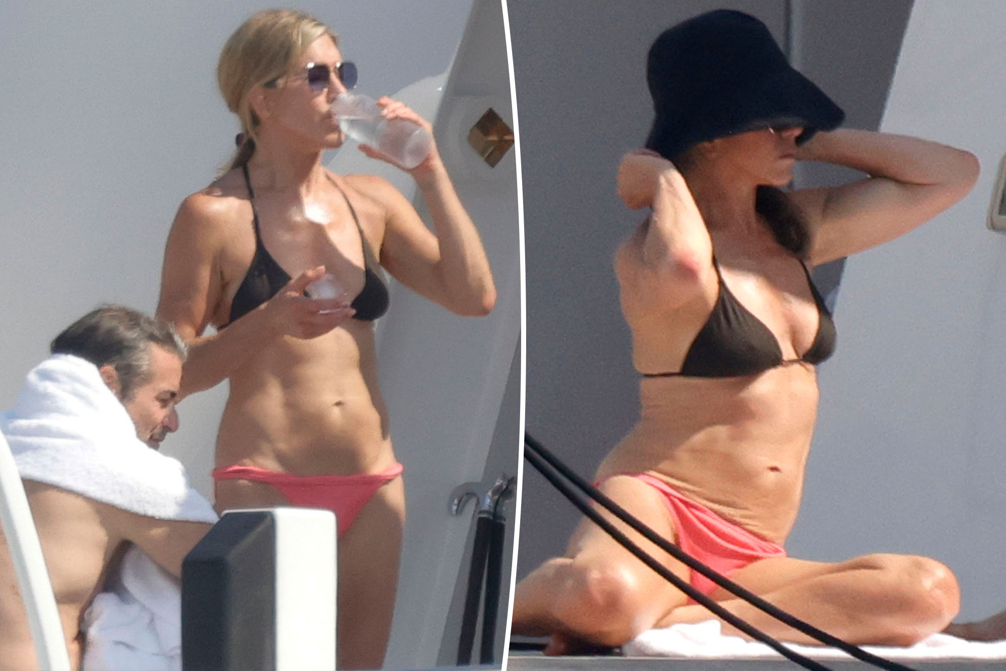 Bikini-clad Jennifer Aniston, 57, shows off toned abs with boyfriend Jim Curtis in Spain