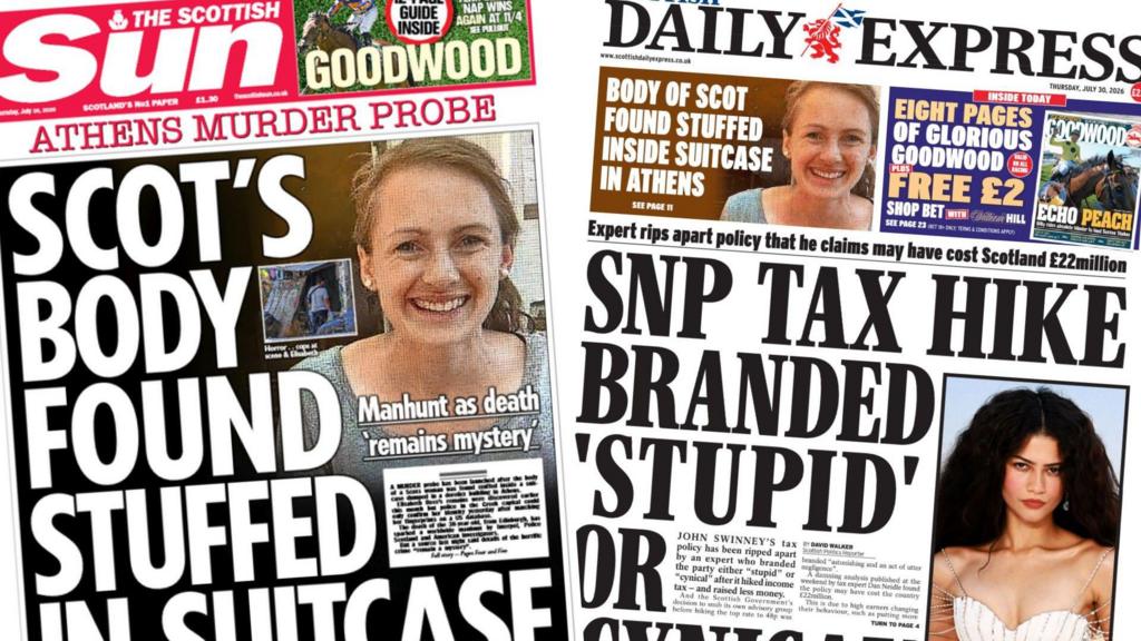 Scotland's papers: Body in suitcase probe and SNP tax 'hike'