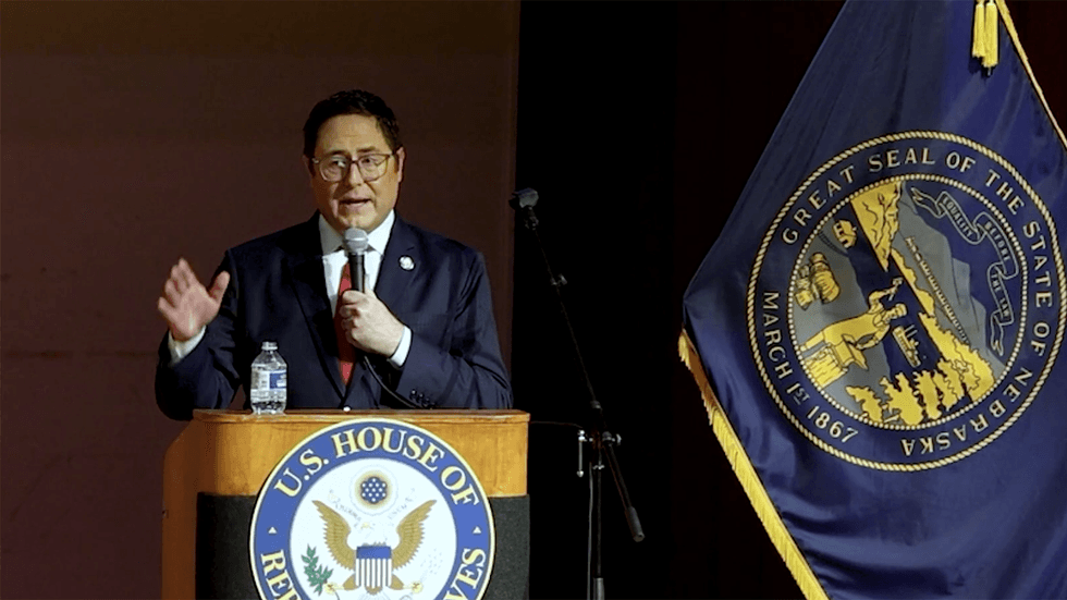 Nebraska town hall descends into chaos as crowd boos GOP rep