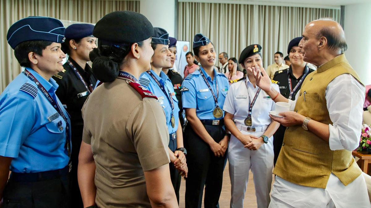 Rajnath Singh felicitates all women crew for sailing expedition that spanned the globe