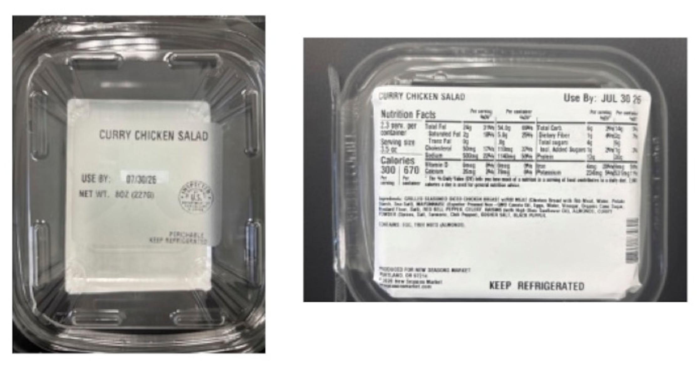 Federal officials say this curry chicken salad sold in Oregon and Washington may contain Listeria