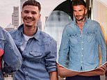 Romeo Beckham steals his father David's style in double denim as he models for new Tommy Hilfiger campaign