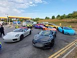 Lamborghinis, Ferrari and Porsche are among 13 supercars seized by police after drivers turned motorway into rush hour racetrack