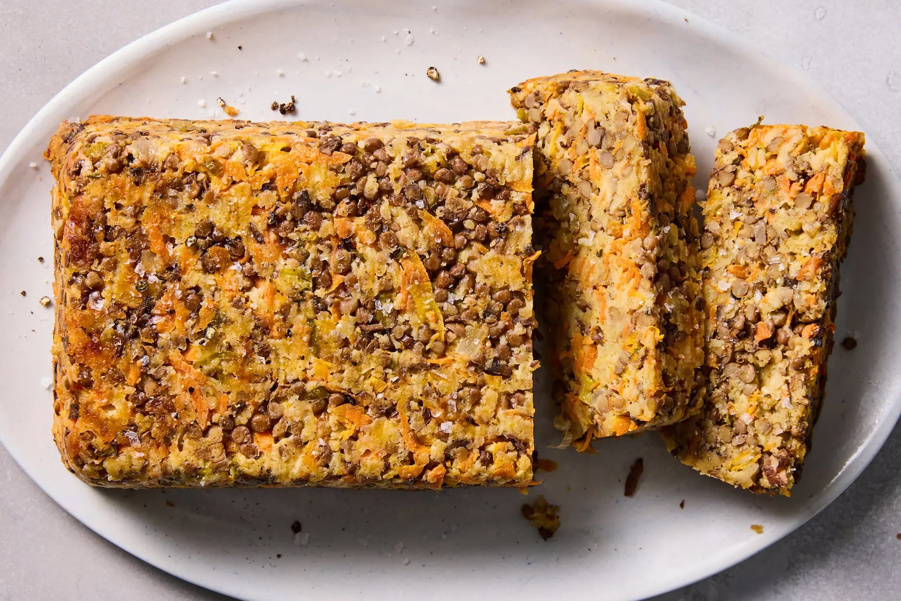 Cheesy carrot and lentil loaf