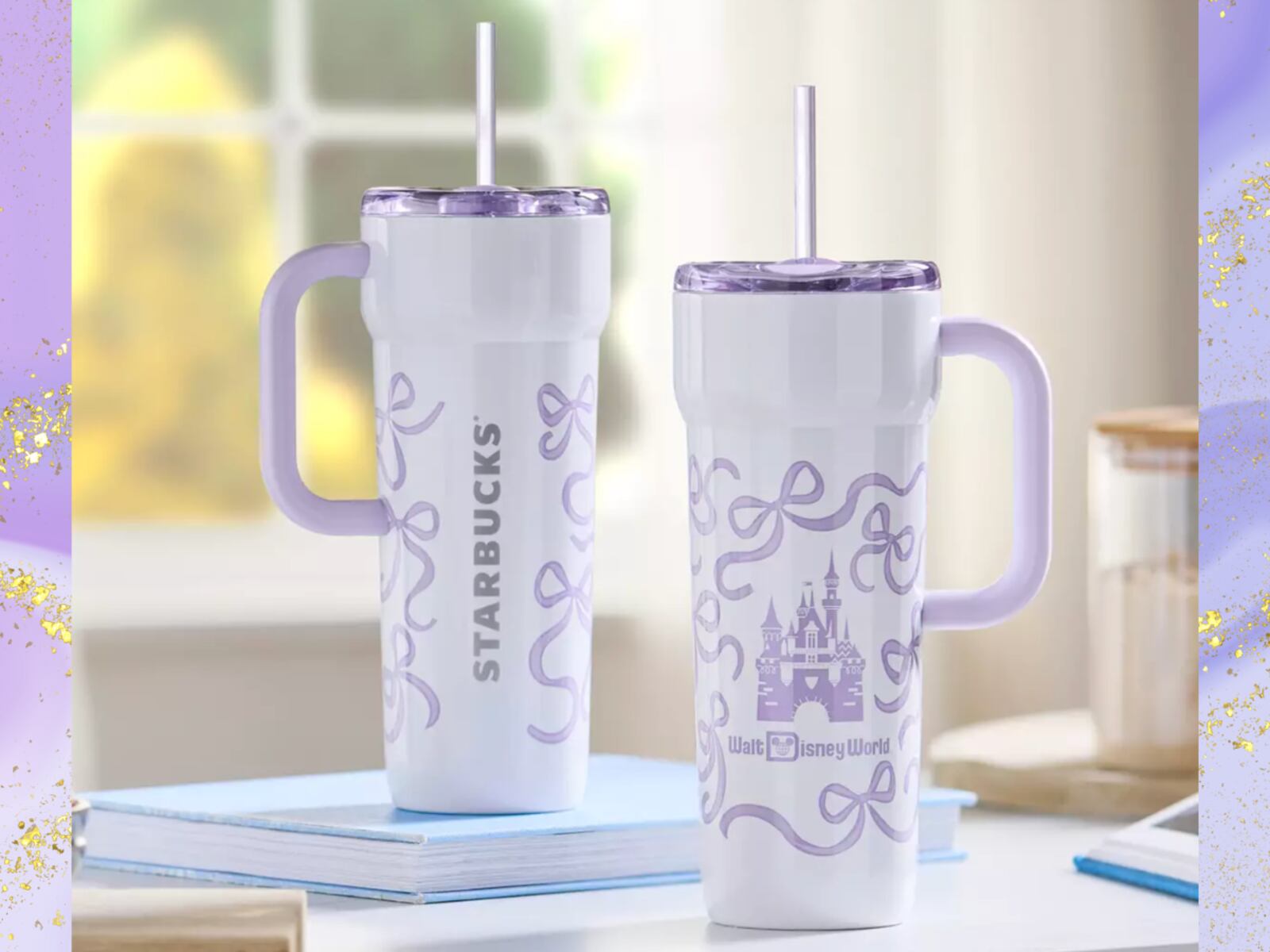Disney just released enchanting Starbucks tumblers with lavender bow prints