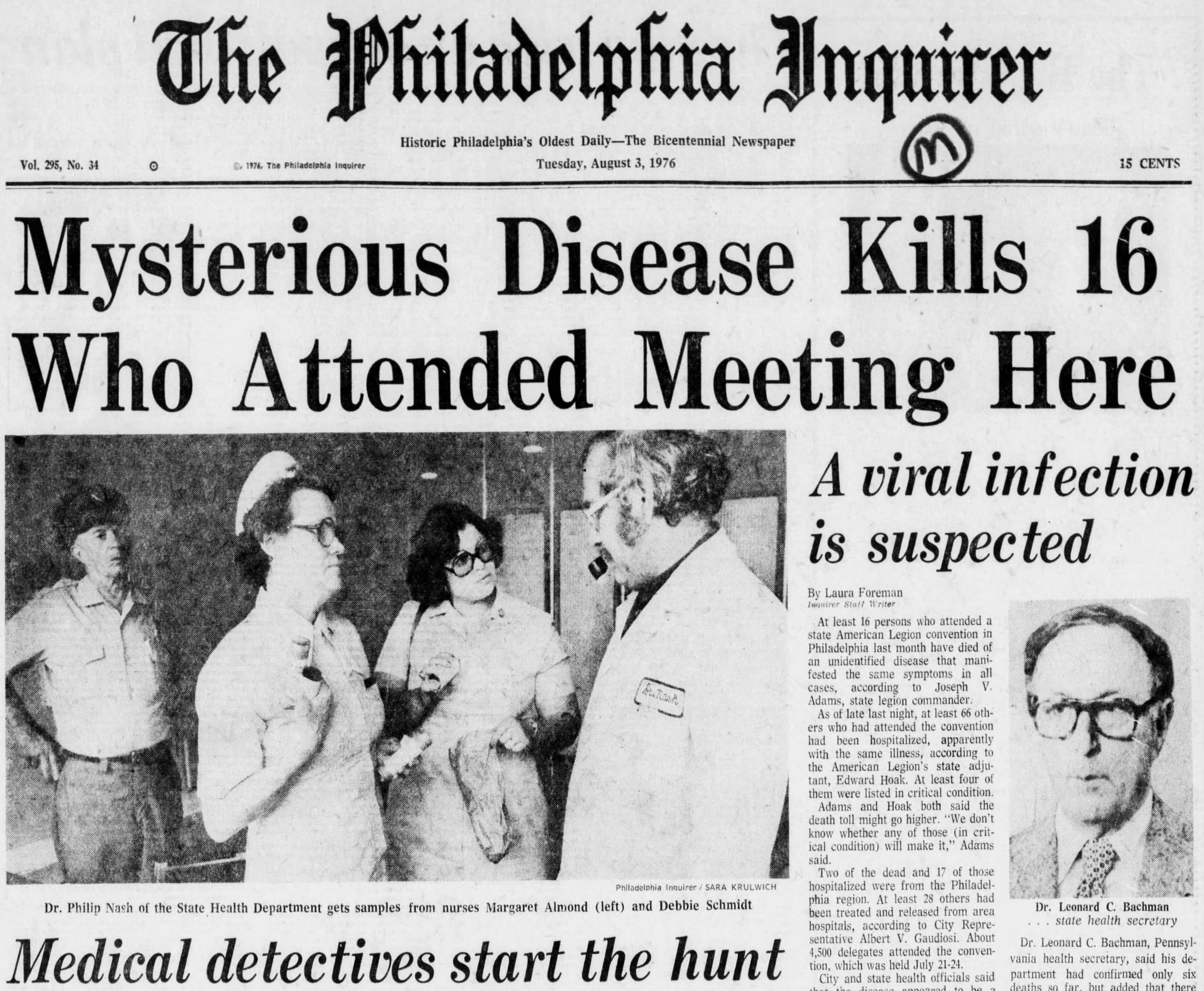 The Legionnaires’ outbreak in Philly 50 years ago led to months of mystery — and gave the disease its name