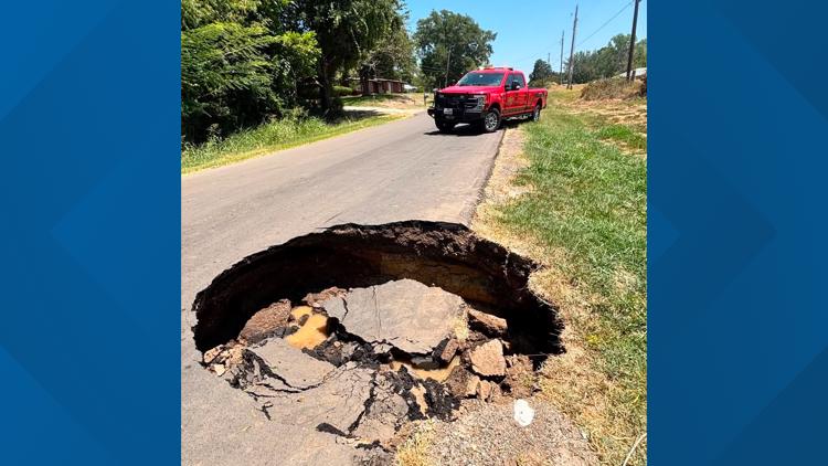 Grand Saline road cave-in closes East High Street as crews tackle water leak