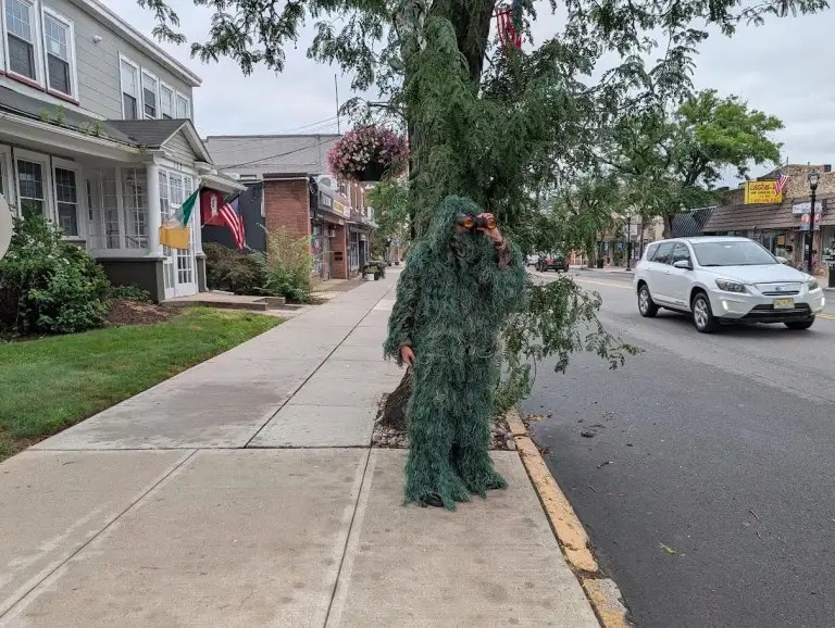 New Jersey cop disguises himself as a shrub to catch distracted drivers