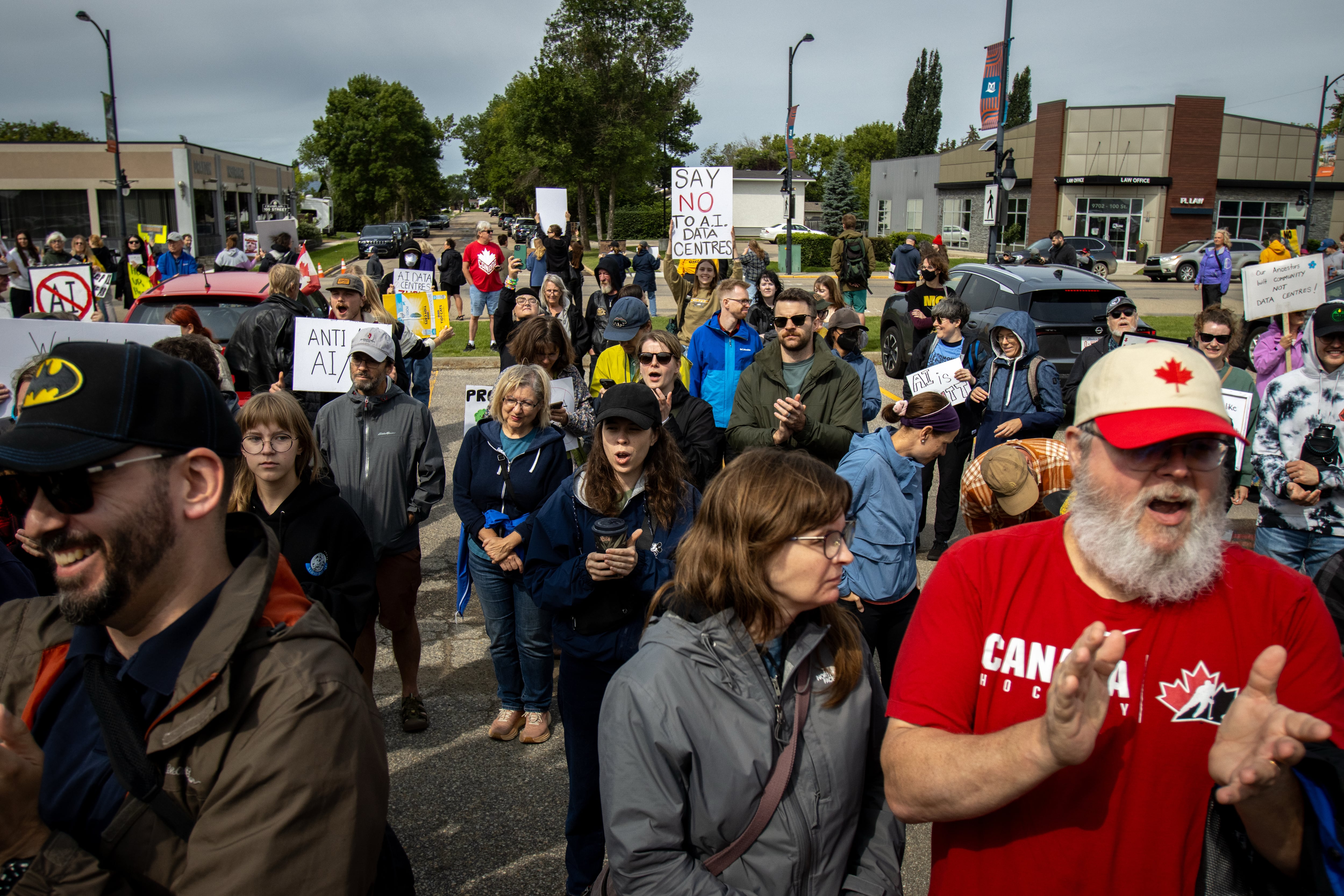 Hundreds protest Meta’s planned data centre in Alberta county