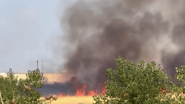 Crews quickly contain grass fire near Tower Road in Commerce City
