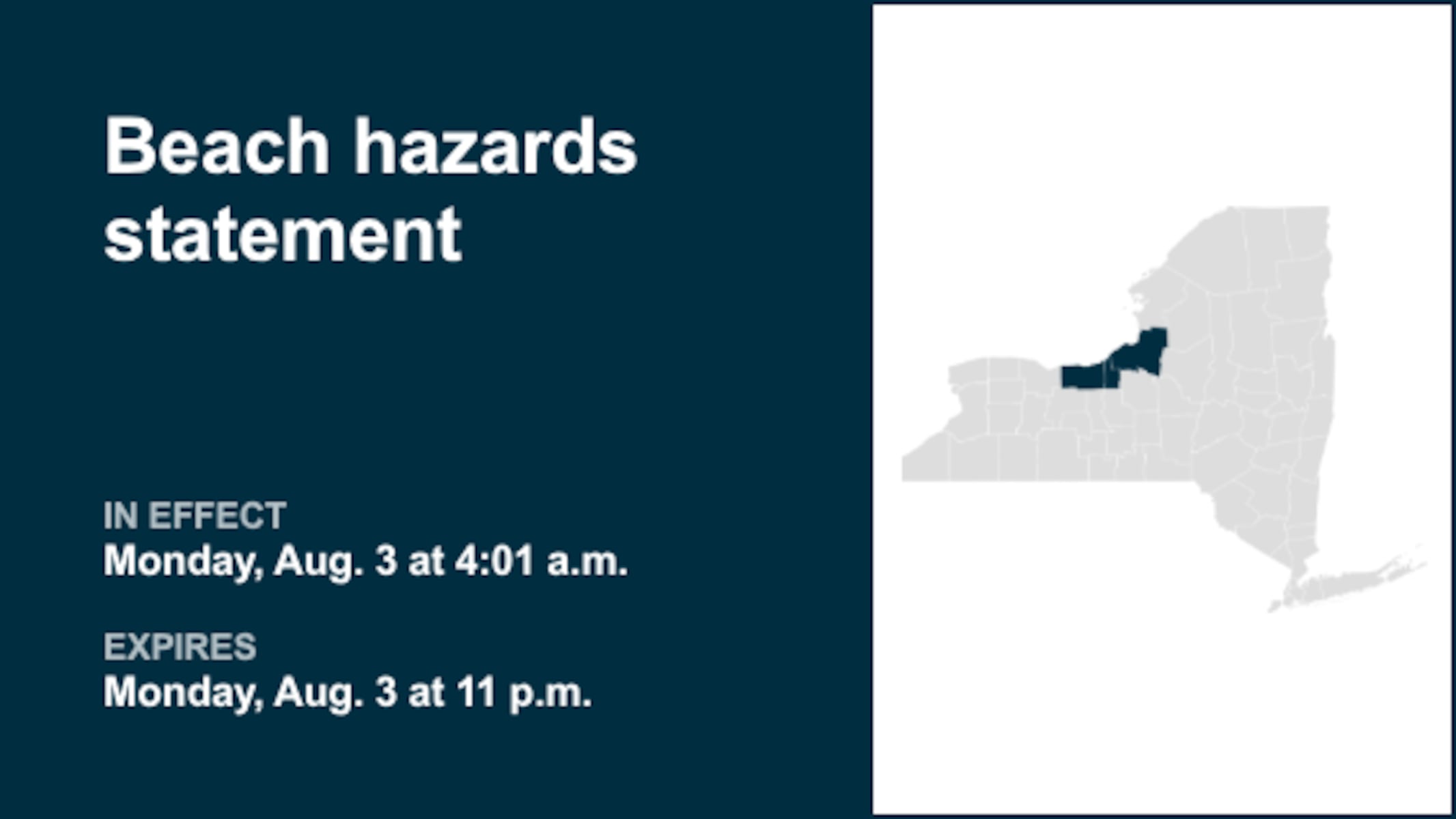 Beach hazards statement affecting Finger Lakes, Central NY until Monday night