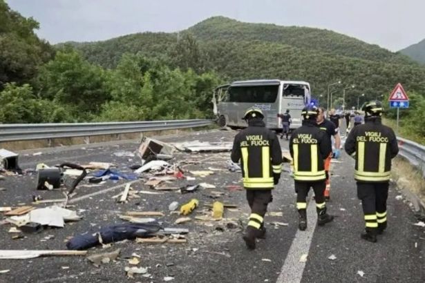 Six dead and dozens injured as tourist bus in horror head-on crash in Italy