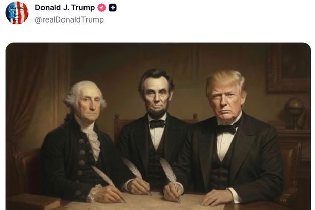 Donald Trump blasted after he shares AI photo of himself with Abraham Lincoln