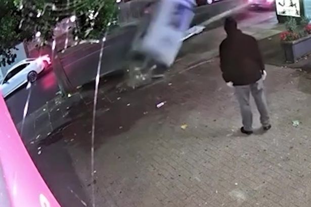 Astonishing moment ram-raiding thieves drag cash machine away in a matter of seconds