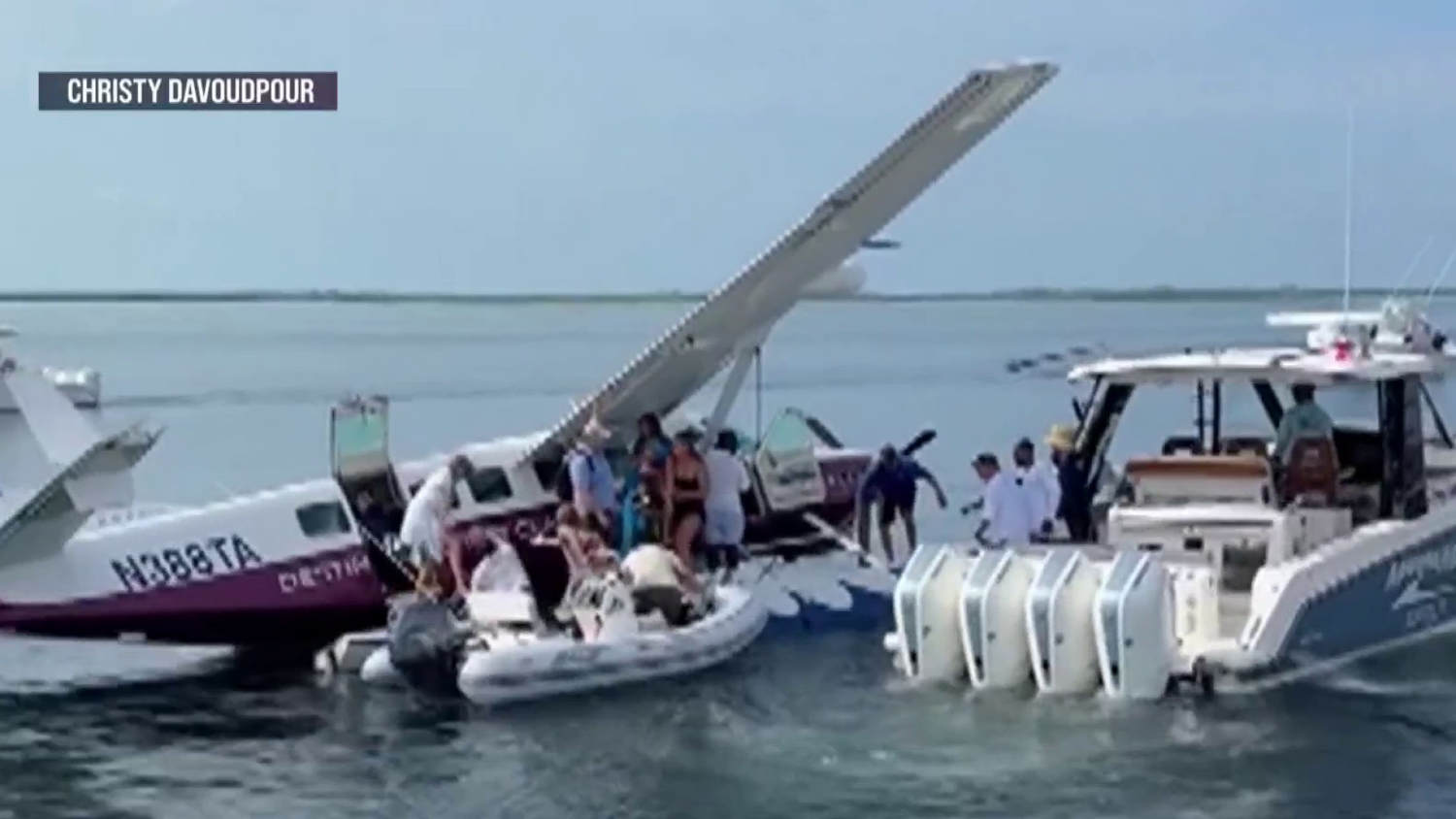 Americans rescued from seaplane after crash into dock in the Bahamas