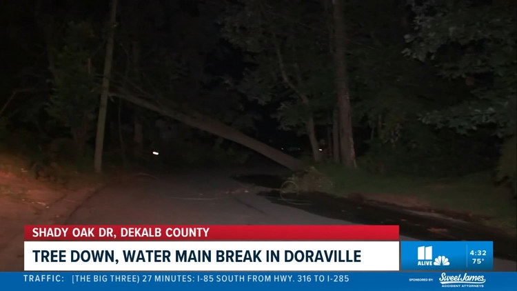 Tree falls down, uproots water main in Doraville, police say
