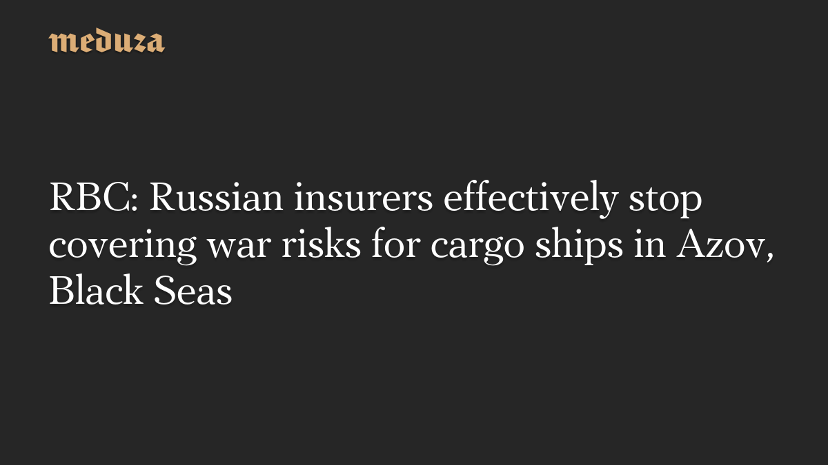 RBC: Russian insurers effectively stop covering war risks for cargo ships in Azov, Black Seas