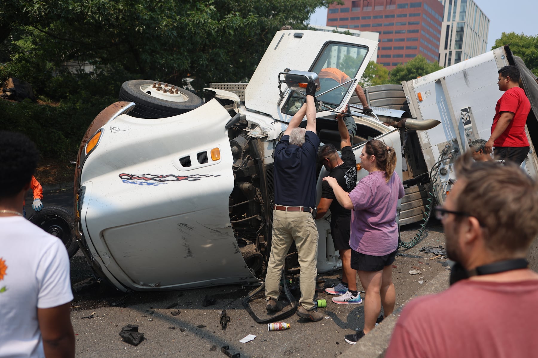 Mechanical failure likely behind downtown Portland crash that spilled grain, police say