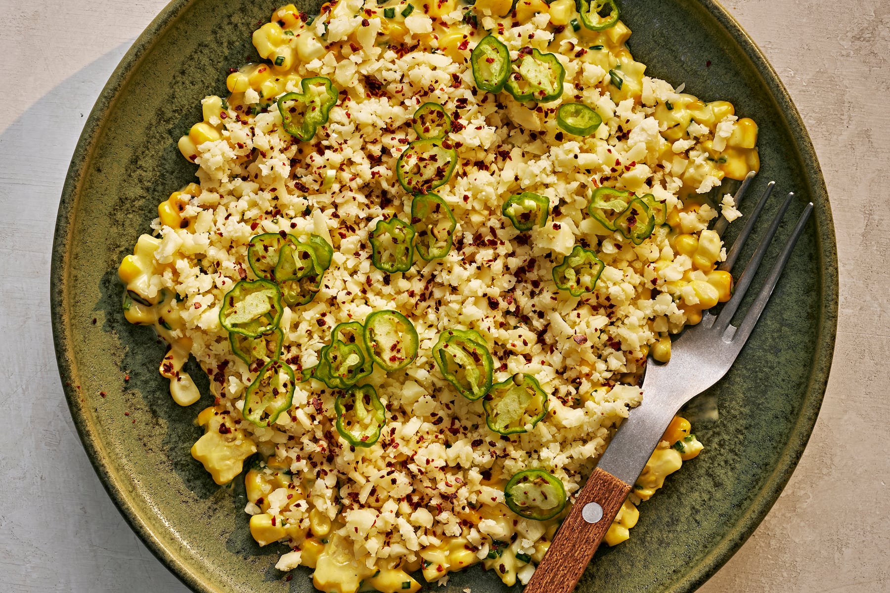 Charred corn and cheddar salad