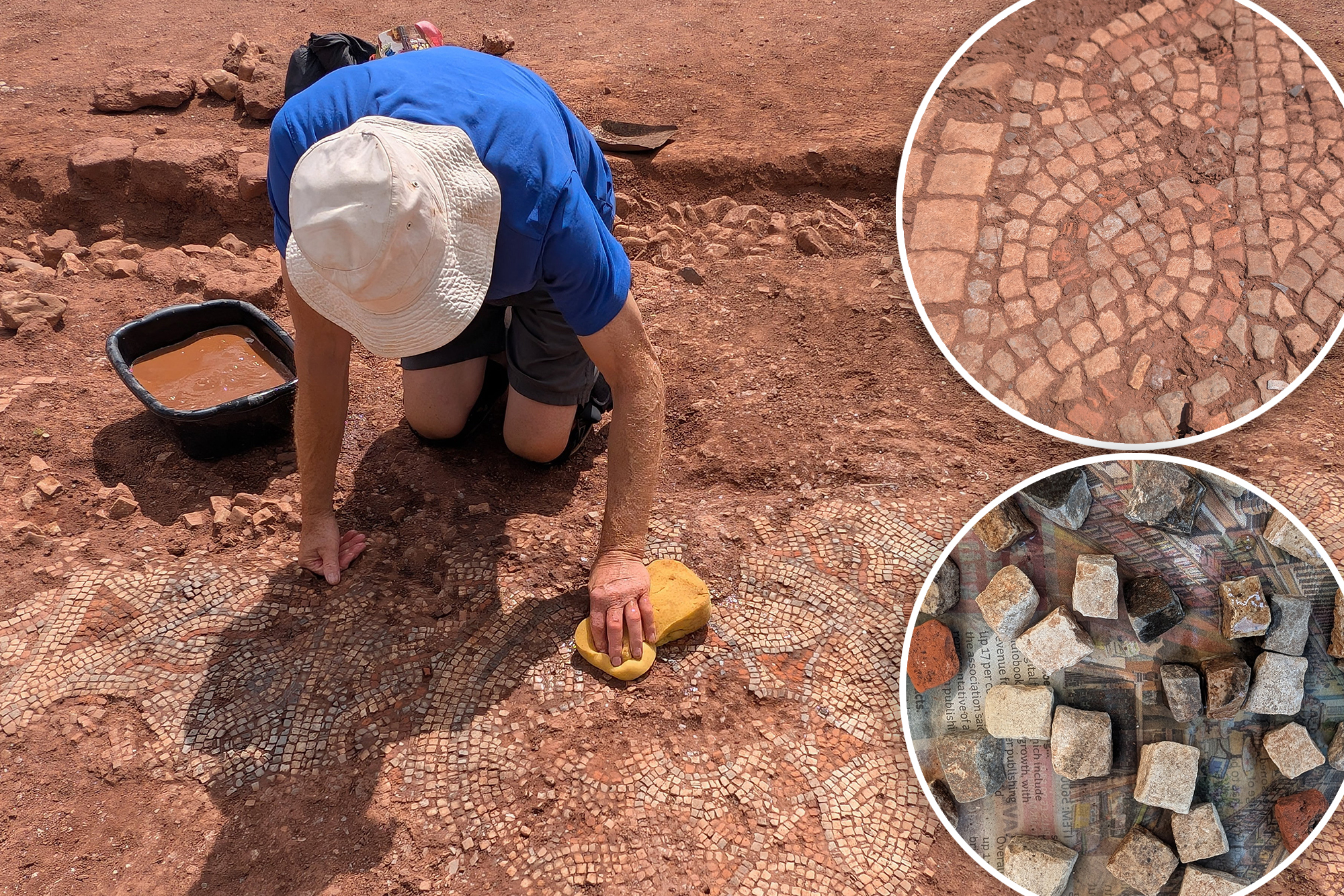 Archaeologists unearth 4th-century Roman mosaic buried beneath farmland in the UK