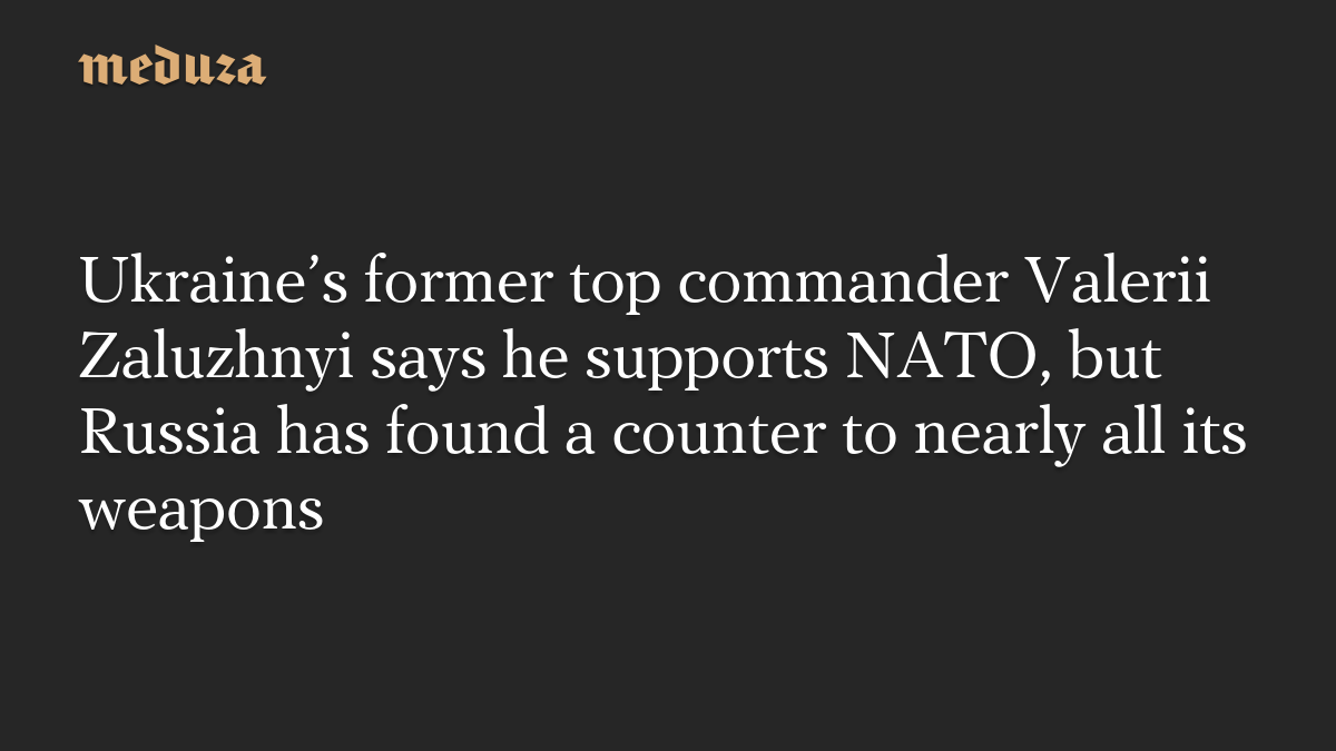 Ukraine’s former top commander Valerii Zaluzhnyi says he supports NATO, but Russia has found a counter to nearly all its weapons