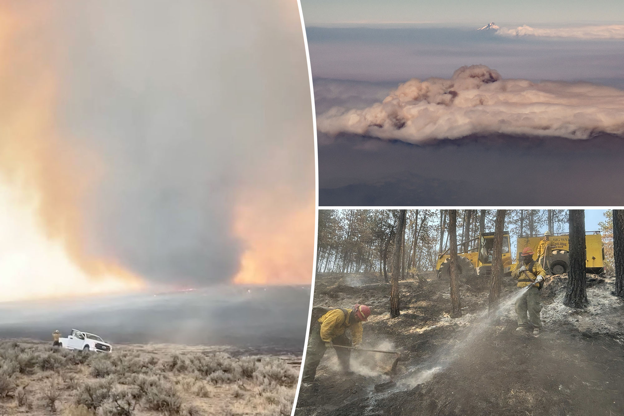 Rare ‘firenado’ caught on video as it rips through countryside amid historic wildfires