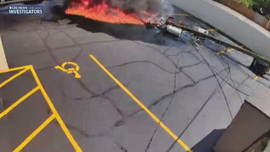 Video shows moment La Grange Park utility pole fell, igniting fire; neighbors worried about other poles