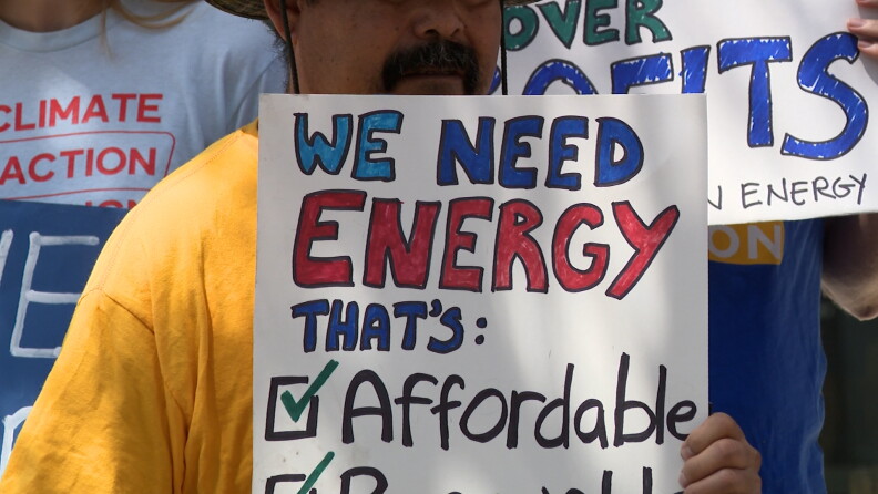 Affordable energy advocates rally in front of Sempra HQ after the company posts ‘strong’ quarterly earnings