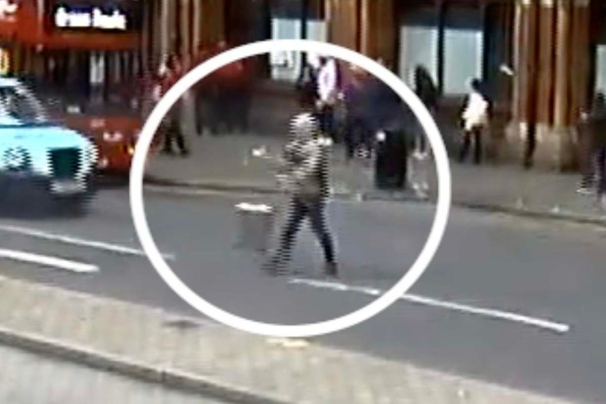 Watch moment thief stole gold suitcase from woman outside London train station